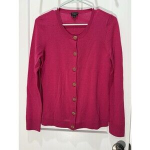 Talbots S Small 100% Pure Merino Wool Pink Cardigan Sweater Women Stylish Button